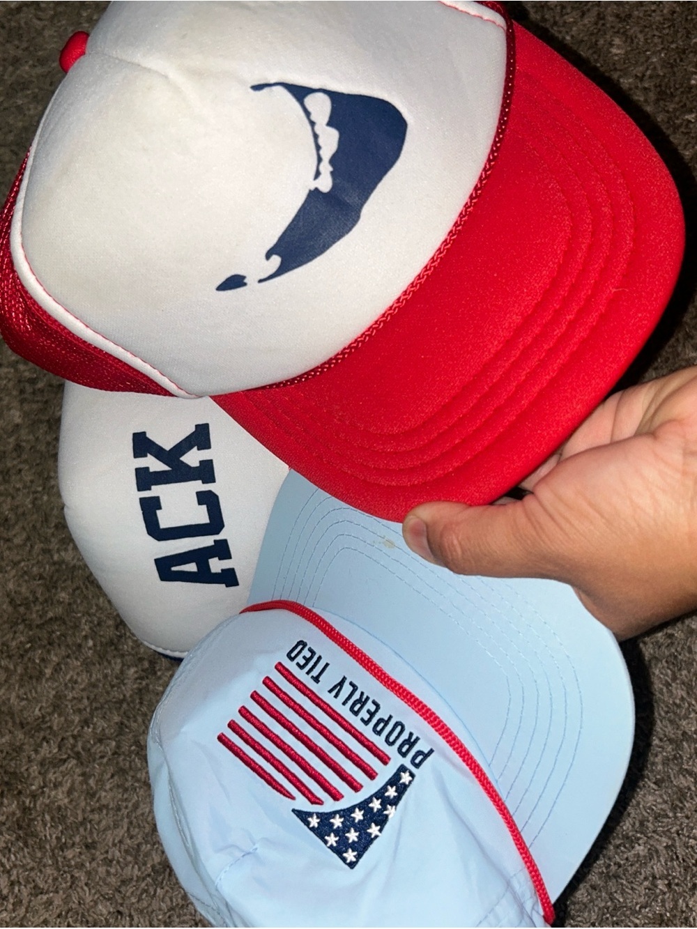 OTTO Kids Red and Light Blue Trucker Hats - Patriotic Prints